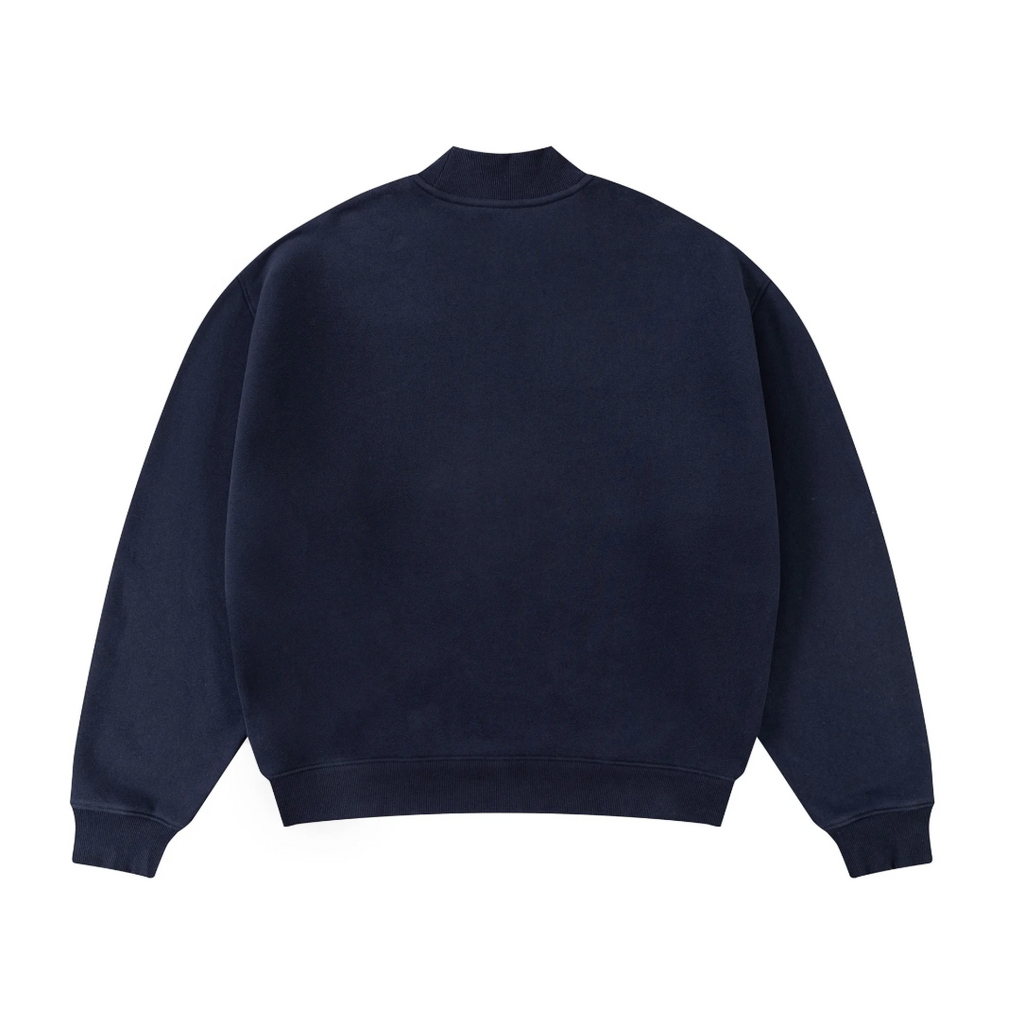 Navy blue sweatshirt on a white background