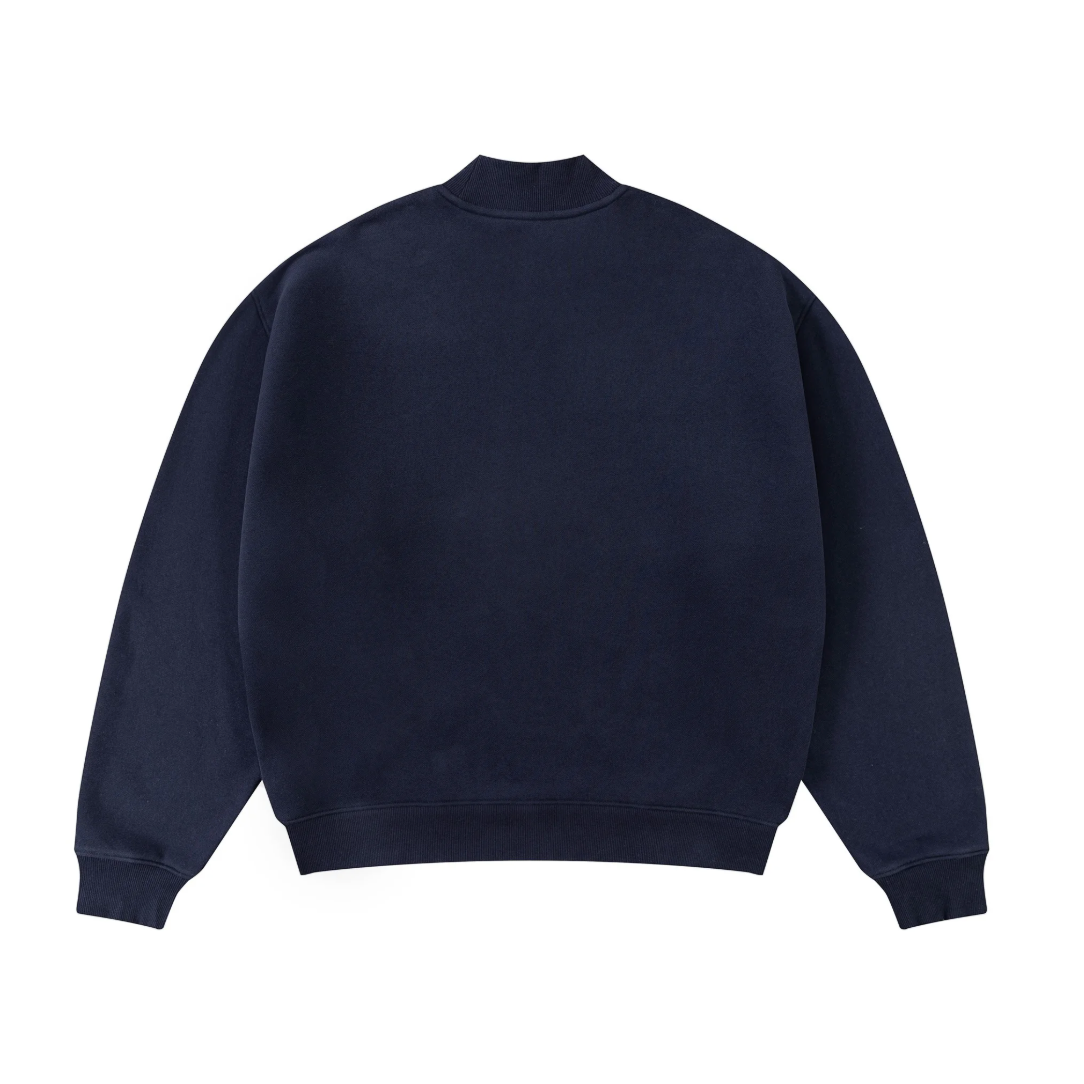 Navy blue sweatshirt on a white background