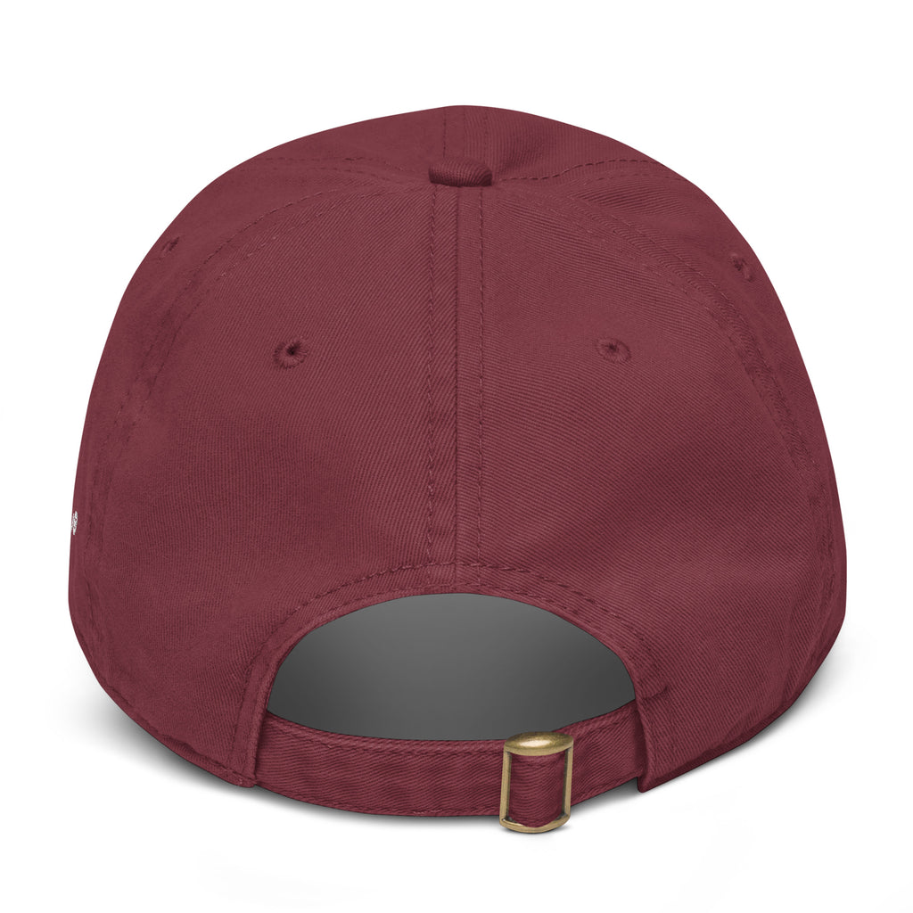 Back view of a burgundy baseball cap