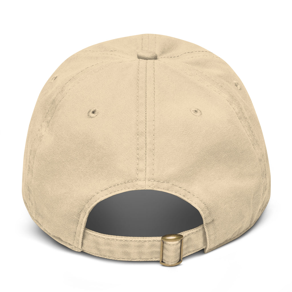 Back view of beige colored baseball cap